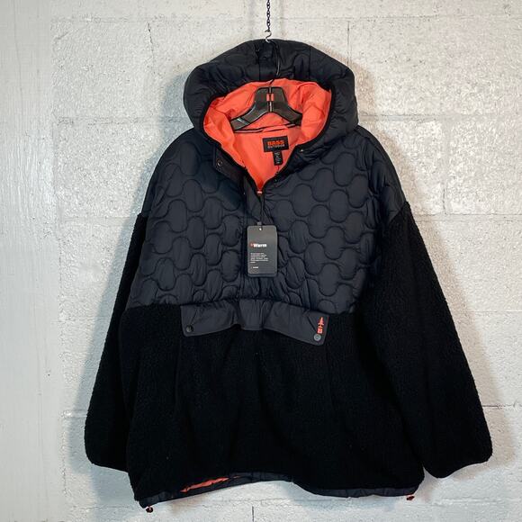 BASS OUTDOOR Women's Contrast Hood Sherpa Soft Pullover black XL - Picture 10 of 10